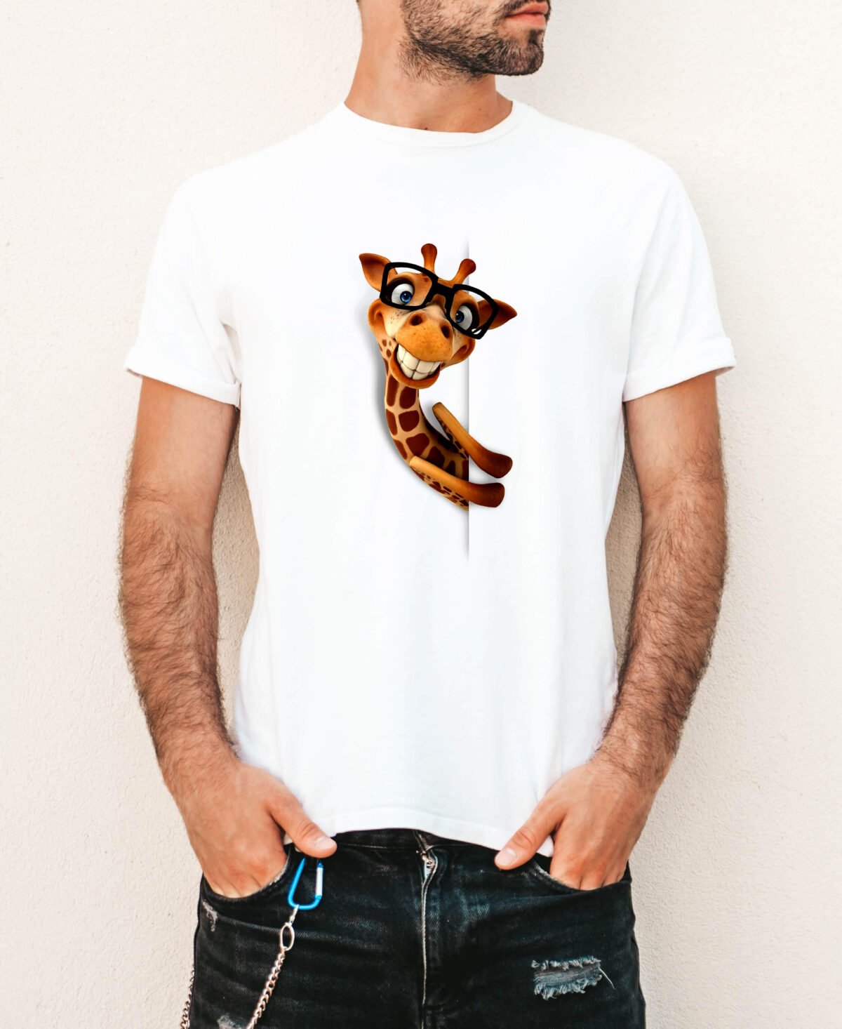 Giraffe Joke White T-Shirts for Man