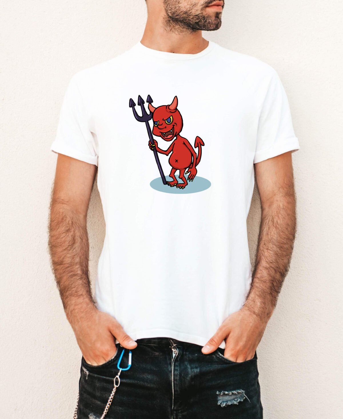 Red Devil White T-Shirts for Man